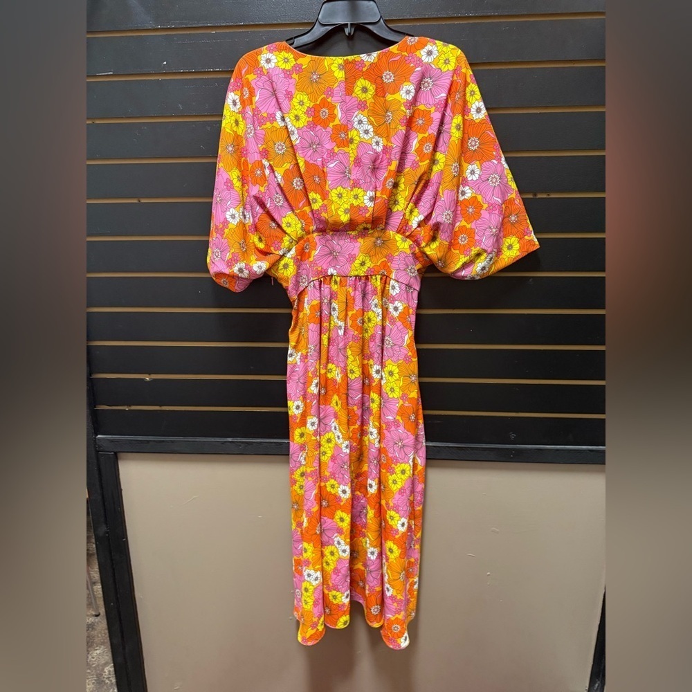 Alexa Admor Floral Maxi Dress Size 8 Retro Boho Puff Sleeve - Picture 4 of 6